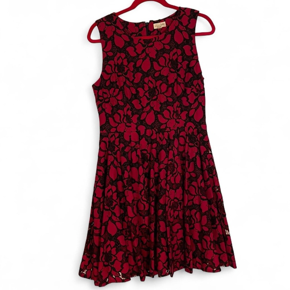 NWT Maison Jules Red and Black Floral Mini Dress, size M